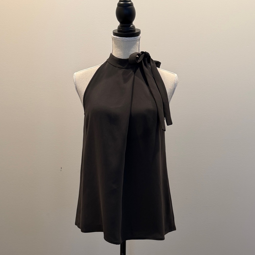 Theory Dark Olive Sleeveless Blouse